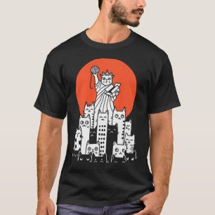 Camiseta Gato em Nova Iorque, NYC, América, EUA, Patriot, M
