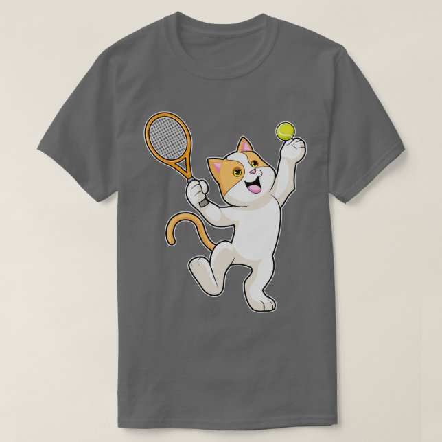 Camiseta Gato em Tênis com raquete Tênis (Frente do Design)