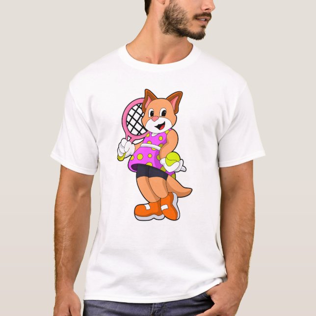 Camiseta Gato em Tênis com raquete Tênis (Frente)