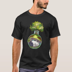 Camiseta Gato em uma Garrafa Árvore de Rosa Aquarela Fofa G