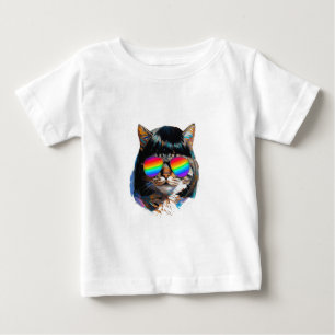 Camiseta Gato em uma Peruca + Óculos de Sol (Pintura #5)