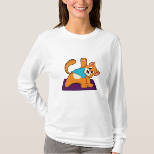 Camiseta Gato em Yoga com tapete Yoga