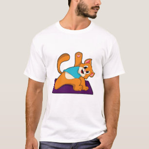 Camiseta Gato em Yoga com tapete Yoga