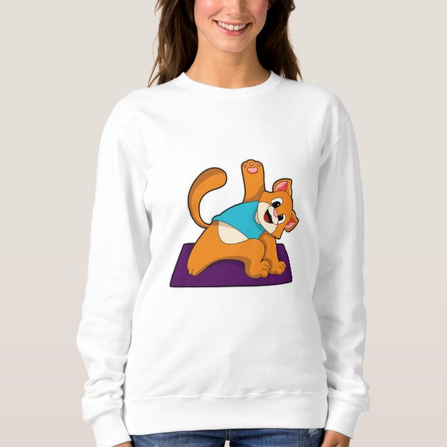 Camiseta Gato em Yoga com tapete Yoga (Frente)