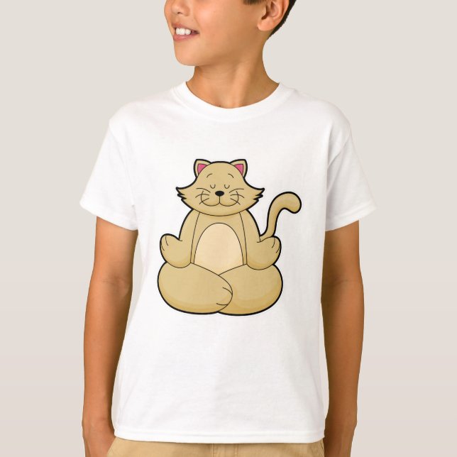 Camiseta Gato em Yoga Estreitamento em Pernas cruzadas (Frente)