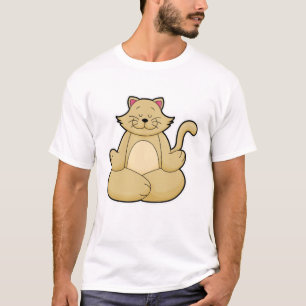 Camiseta Gato em Yoga Estreitamento em Pernas cruzadas