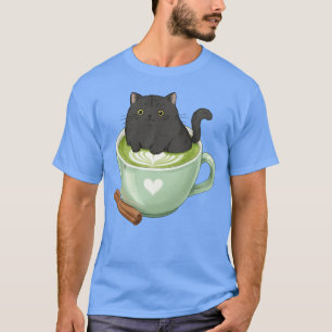 Camiseta Gato Encantador no menino da Xícara de Matcha Verd