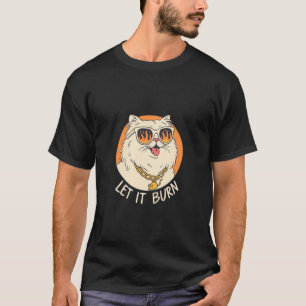 Camiseta Gato Engraçado 2026 Humor Deixe Queimar Manga Long
