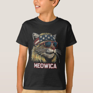 Camiseta Gato - Engraçado 4 de Julho Bandeira Americana Dia