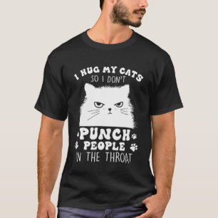 Camiseta Gato Engraçado, abraço meu gato, para não picar Pe