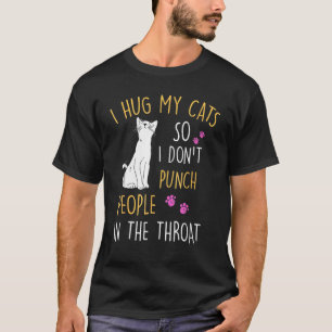 Camiseta Gato Engraçado, abraço meu gato, para não picar Pe