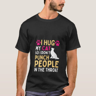 Camiseta Gato Engraçado, abraço meu gato, para não picar Pe
