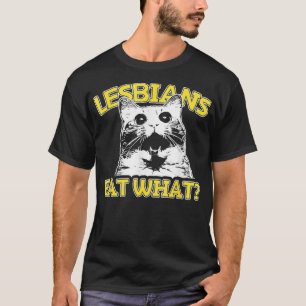 Camiseta Gato Engraçado Adora Lésbicas Comem Que Gay Mulh