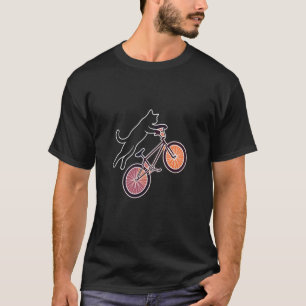 Camiseta Gato Engraçado Andando de Bicicleta Desenho para C