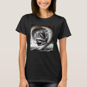 Camiseta Gato Engraçado Andando de Tubarão em Meme de Torna