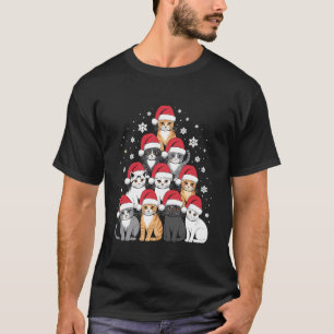 Camiseta Gato Engraçado Árvore de Natal Feriado Amante de G