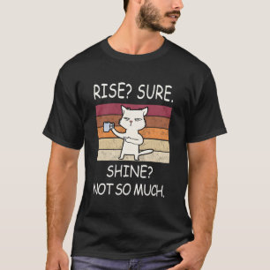Camiseta Gato Engraçado Bebê-Café Sobe E Não Brilha