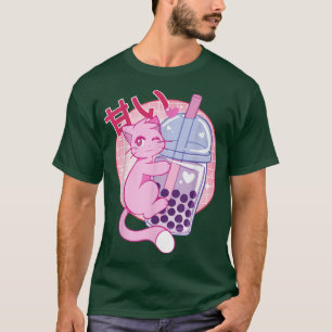 Camiseta Gato Engraçado Boba Tea Bubble Tea Anime Kawaii Gi