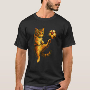 Camiseta Gato Engraçado Bola de Futebol Gráfico Homens Mulh