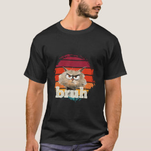 Camiseta Gato Engraçado Bruh Cat Meme Presente Para Criança