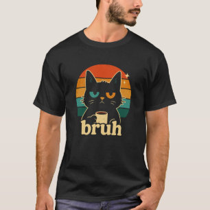 Camiseta Gato Engraçado Bruh Humor Retro Amante de Animais