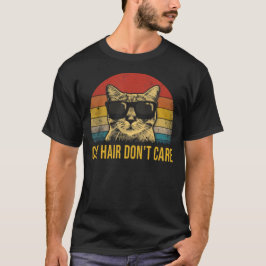 Camiseta Gato Engraçado Cabelo Não Me Importo Para Amantes 