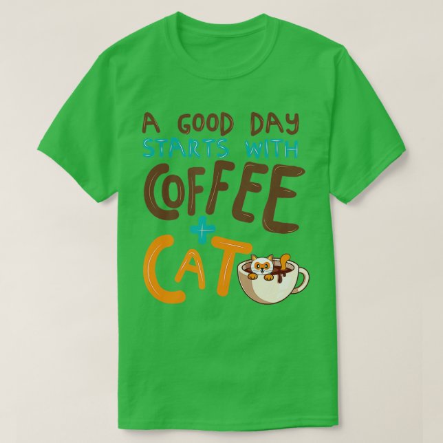 Camiseta Gato Engraçado Café Mug Gato Lover Café Café Gato  (Frente do Design)