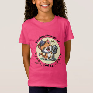 Camiseta gato engraçado cantando