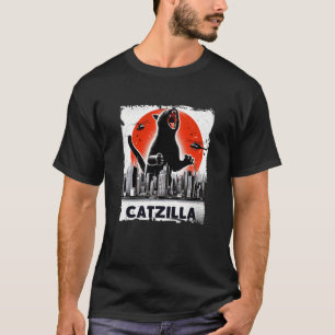 Camiseta Gato Engraçado Catzilla Cat Japonês