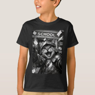 Camiseta Gato Engraçado Cavaleiro Medieval Fofo De Volta à