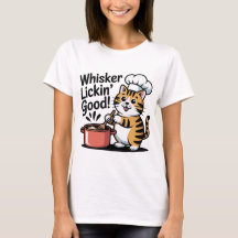Gato Engraçado Chef Teto Humor Graphic T- Shirt