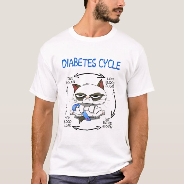 Camiseta Gato Engraçado - Ciclo Diabetes (Frente)