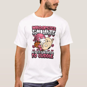 Camiseta Gato Engraçado Cita "Quem Estou Atrasado" Kit Hilá