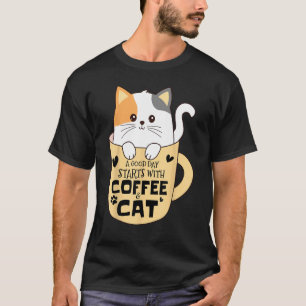 Camiseta Gato Engraçado Coffee Mug Cat Mãe Pai Gato Amantes