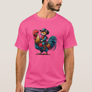 Camiseta Gato Engraçado Com Chapéu De Cowboy E Botas De Rot