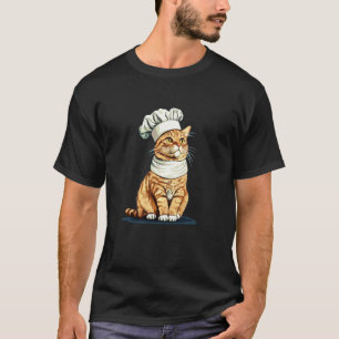 Camiseta Gato Engraçado com Chapéu de Cozinheiro Fantasia p
