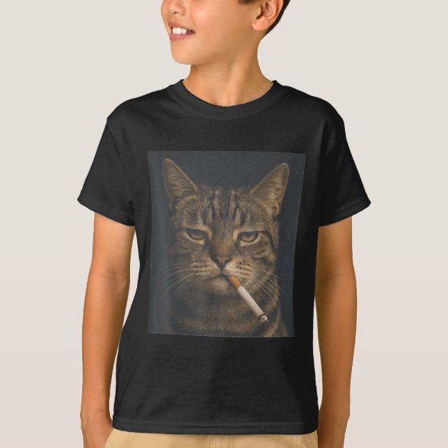 Camiseta Gato Engraçado Com Cigarro Meme Sarcástico Fumando (Frente)
