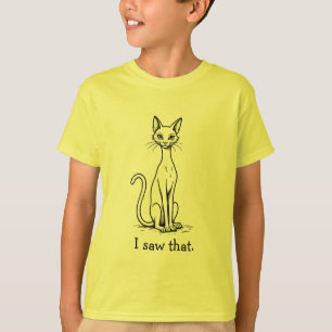 Camiseta Gato Engraçado com Expressão de Desdém Eu Vi Isso