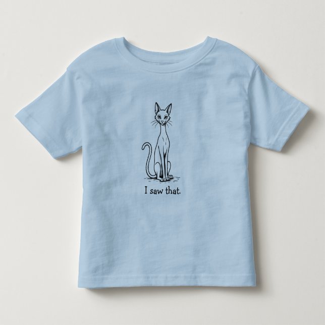 Camiseta Gato Engraçado com Expressão de Desdém Eu Vi Isso (Frente)