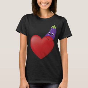 Camiseta Gato Engraçado Com Grande Fruta Cardíaca Vegetal V