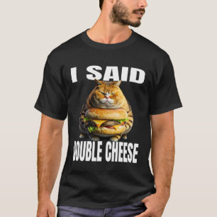 Camiseta Gato Engraçado Com Hambúrguer Eu Disse Gato De Que