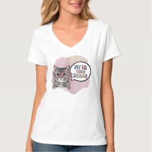 Camiseta Gato Engraçado com Óculos "Meu QI > Seu Drama" - S