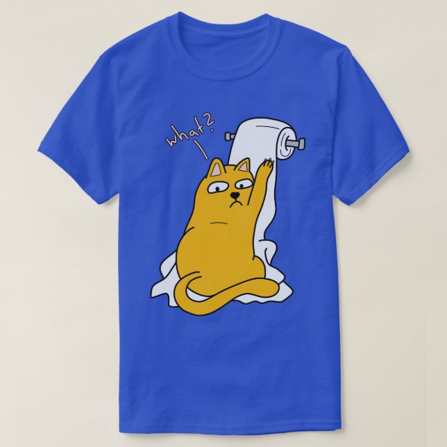 Camiseta Gato engraçado com papel higiênico (Frente do Design)