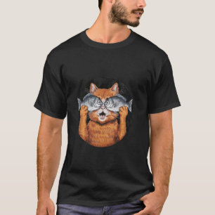 Camiseta gato engraçado com peixe gatinho incrível para pes
