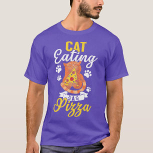 Camiseta Gato Engraçado Comendo Pizza Premium
