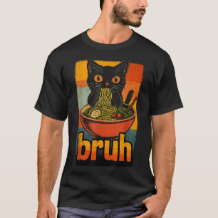 Camiseta Gato Engraçado Comendo Ramen Japonês Homens Mulher