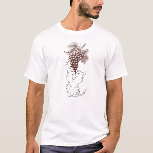 Camiseta Gato Engraçado Comendo Uvas Desenho Animado Fofo