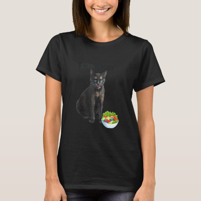 Camiseta Gato Engraçado Confundiu Sério Comer Salada (Frente)