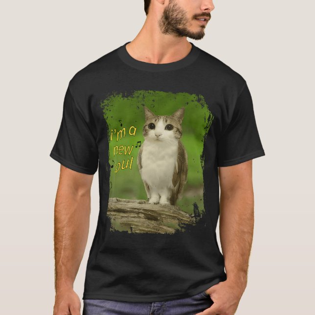 Camiseta Gato Engraçado Coruja Desencaixado Brainrot Meme d (Frente)