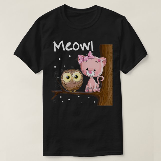 Camiseta Gato Engraçado Coruja Novelty Meowl Cats Regra (Frente do Design)